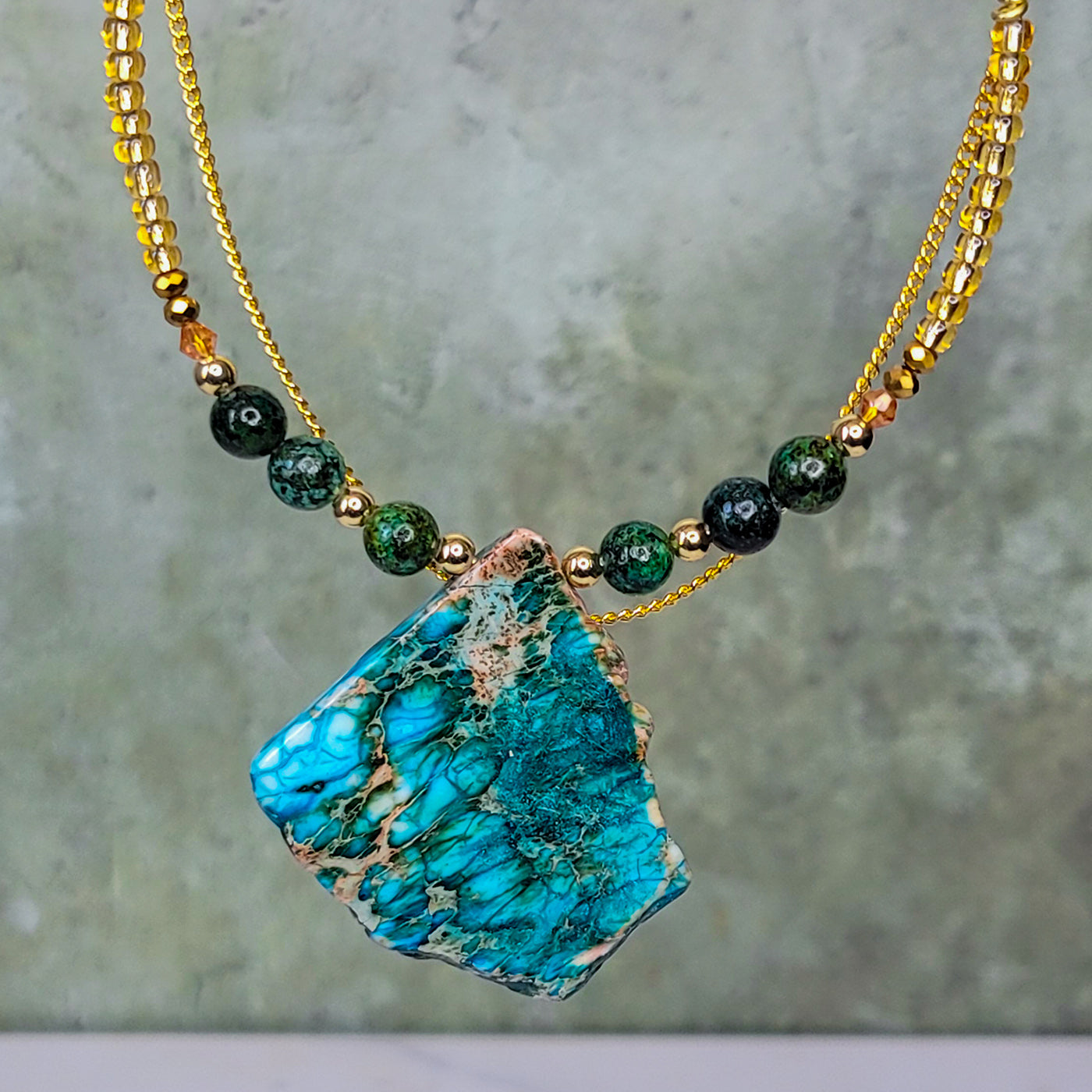 Ocean Crown | Dyed Imperial Jasper & African Turquoise