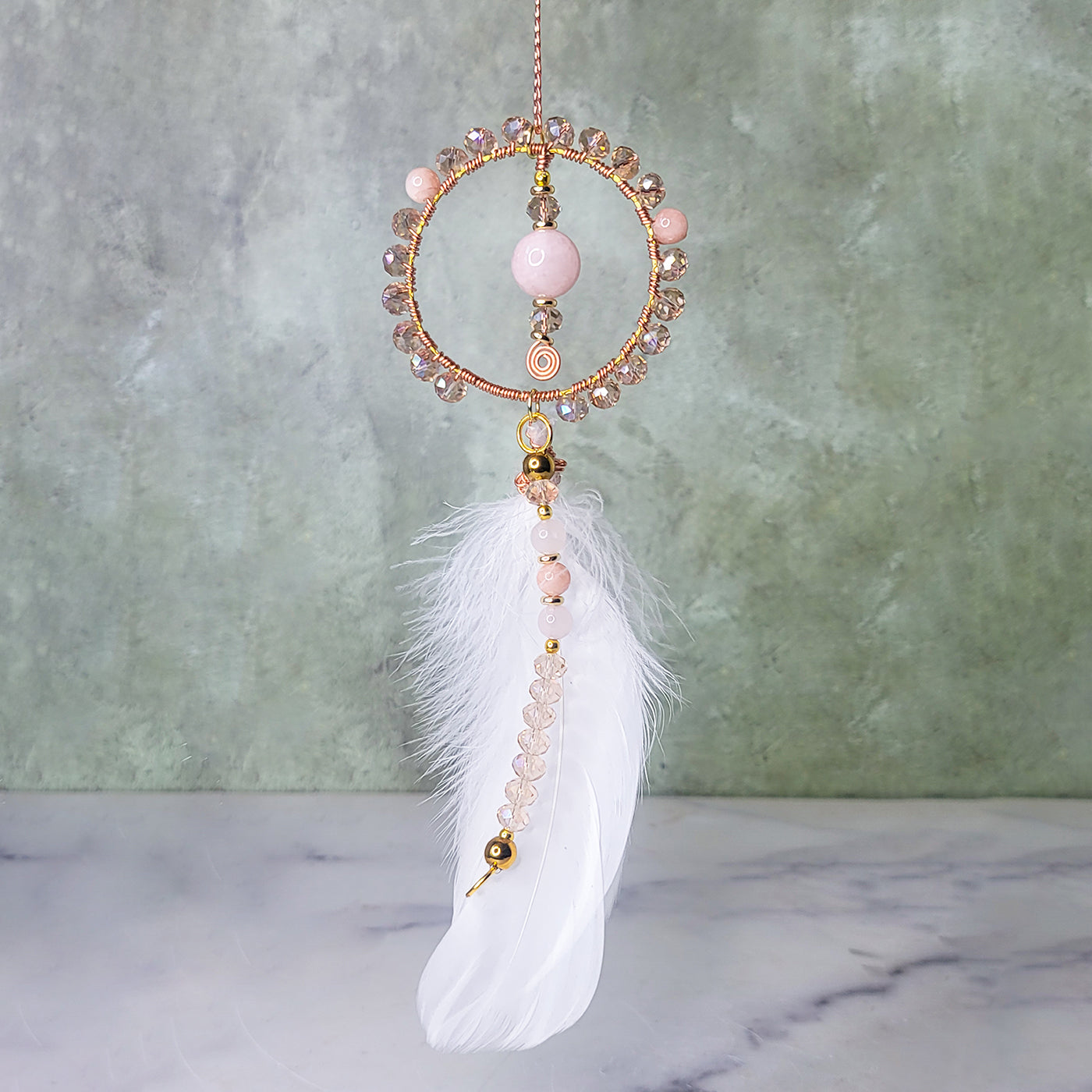 Champagne Suncatcher | Rose Quartz & Sunstone