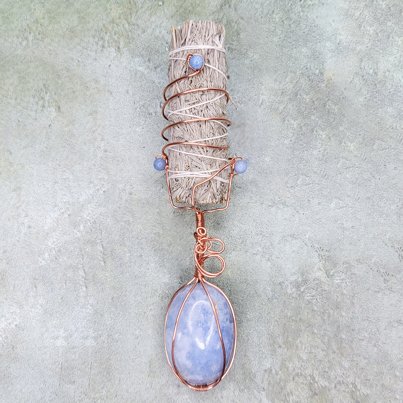 Serena Wand | Blue Calcite, Blue Chalcedony