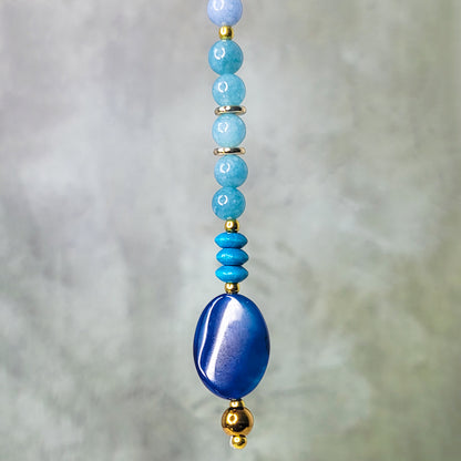 Yema Mini Crown | Aquamarine, Blue Chalcedony, and Blue Agate