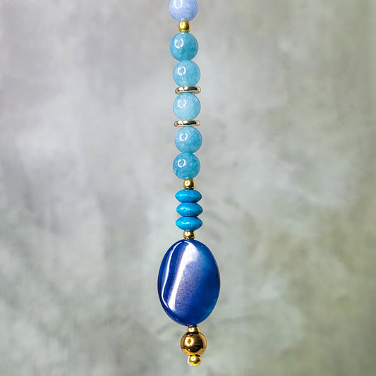 Yema Mini Crown | Aquamarine, Blue Chalcedony, and Blue Agate
