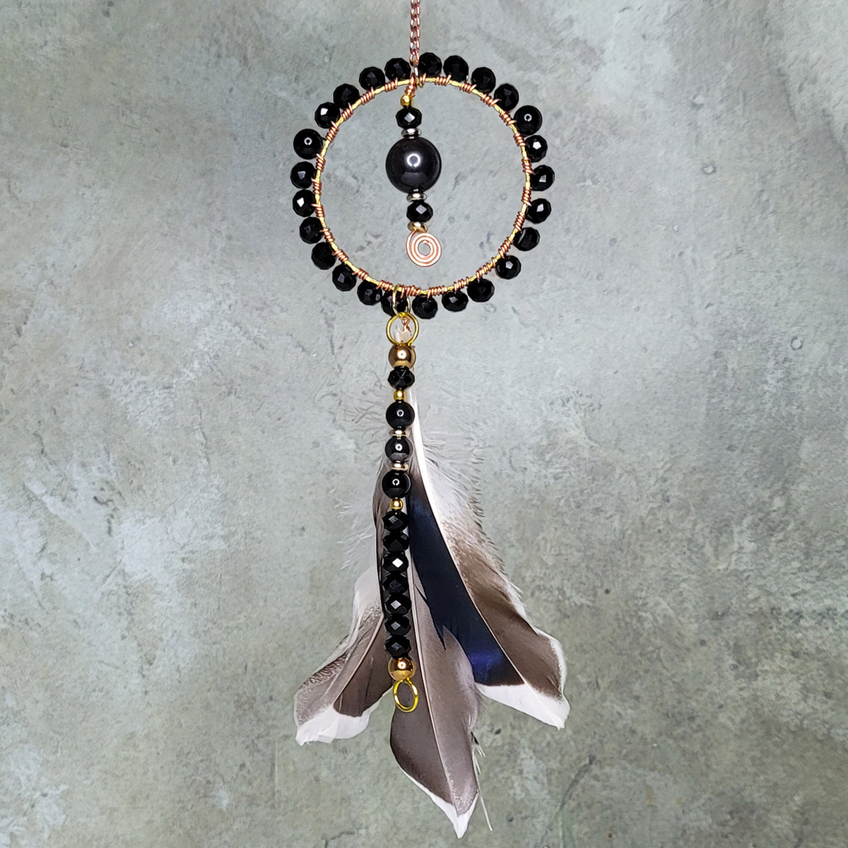Blackberry Suncatcher | Obsidian, Hematite, Black Tourmaline