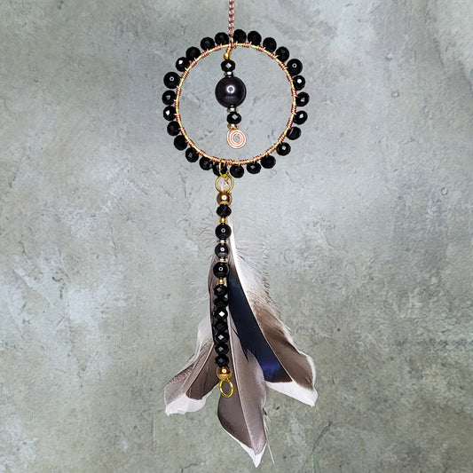 Blackberry Suncatcher | Obsidian, Hematite, Black Tourmaline