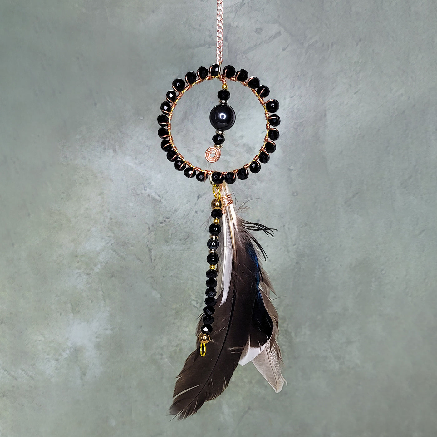 Blackberry Suncatcher | Obsidian, Hematite, Black Tourmaline
