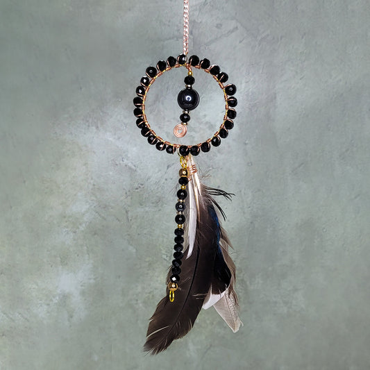 Blackberry Suncatcher | Obsidian, Hematite, Black Tourmaline