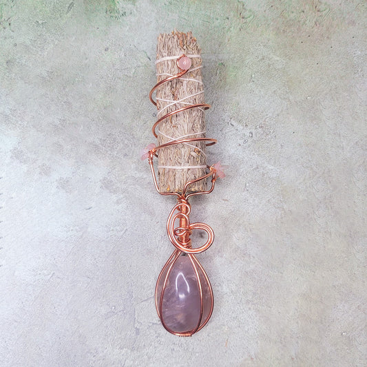 Aurielle Wand | Blue Rose Quartz, Rose Quartz, Clear Quartz