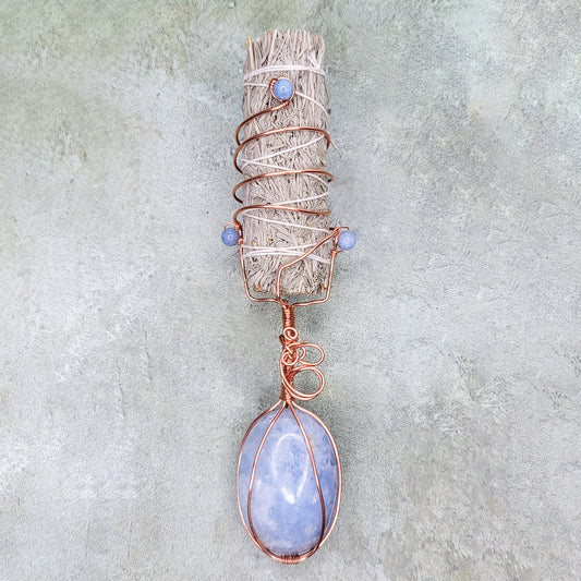 Serena Wand | Blue Calcite, Blue Chalcedony