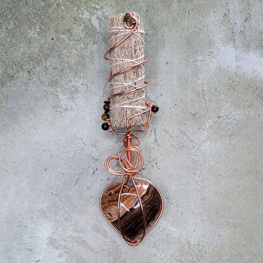 Aureon Wand | Chocolate Calcite & Tigers Eye