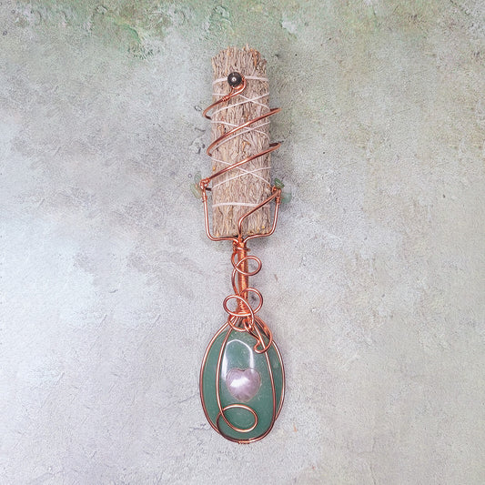 Zenith Wand  | Green Aventurine, Pyrite, Clear Quartz