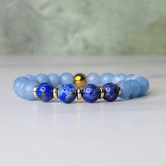 True Voice Wrist Wear | Blue Chalcedony and Lapis Lazuli