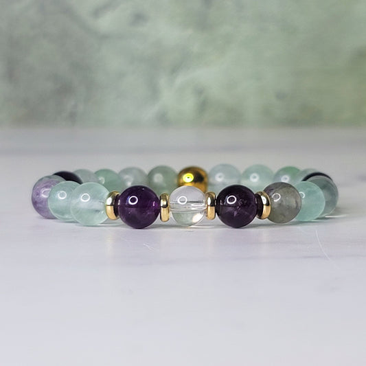 Unburdened Wrist Wear | Fluorite, Amethyst, and Clear Quartz