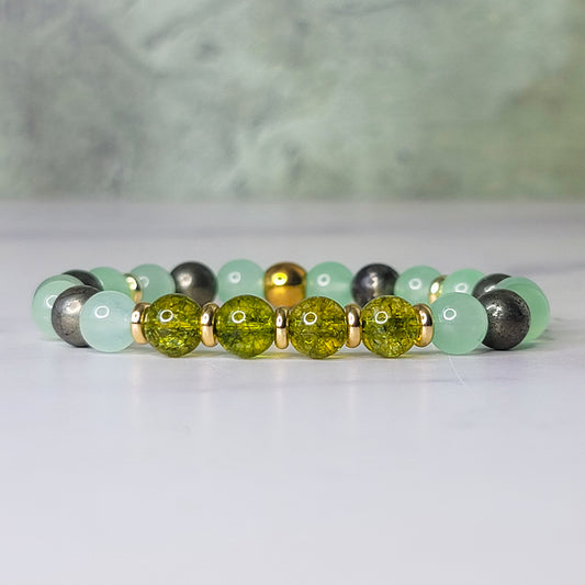 Overflow Wrist Wear | Peridot, Pyrite, and Jade