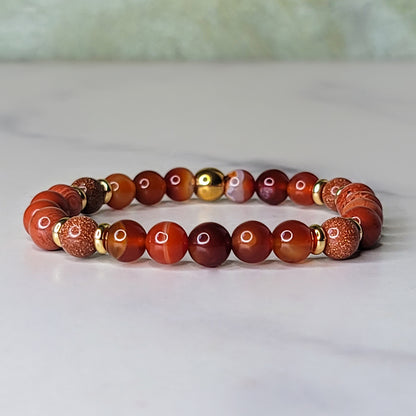 Invincible Wrist Wear | Carnelian, Red Jasper, Goldstone